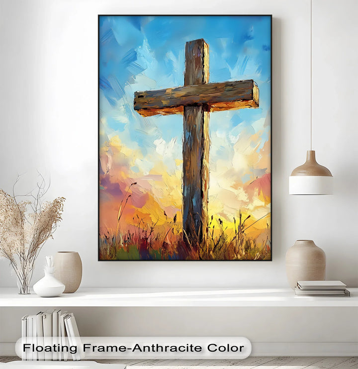 Divine Light – Wooden Cross at Sunrise Canvas Print - MyPhotoStation