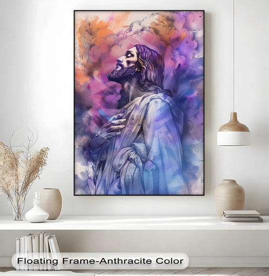 Canvas with Jesus image in vibrant colors is an inspirational Jesus Canvas Print and spiritual art for a faith filled decor