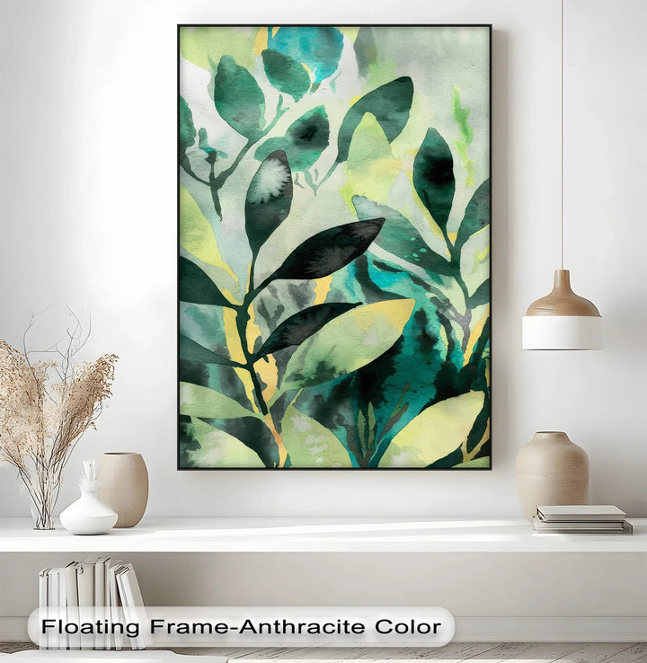 Verdant Harmony – Watercolor Leaf Pattern Canvas Print - MyPhotoStation