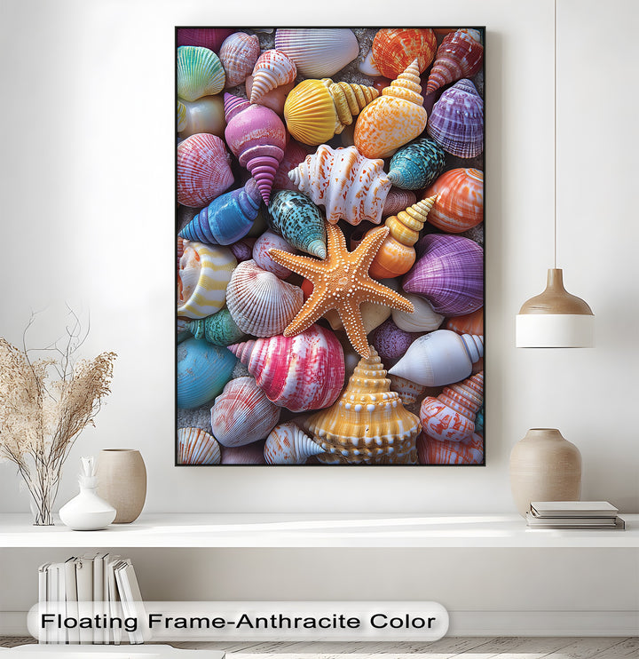 Vibrant Coastal Shells – Colorful Canvas Print