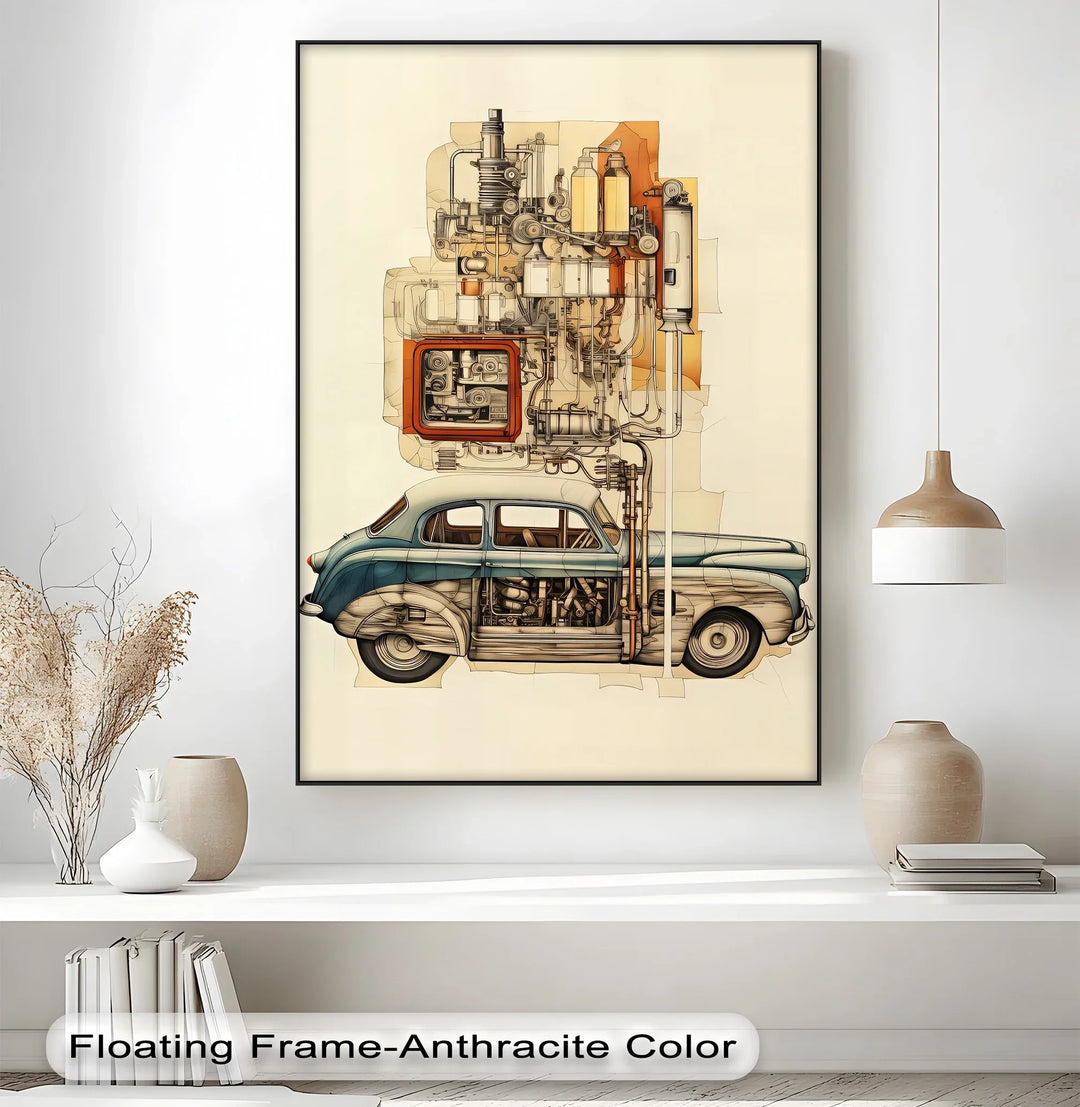 Vintage Blueprint Breakdown of Classic Sedan – Car Canvas Print - MyPhotoStation