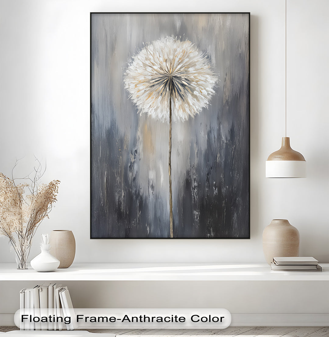 Whispers of Grace – Dandelion-Inspired Neutral Tones Canvas Print