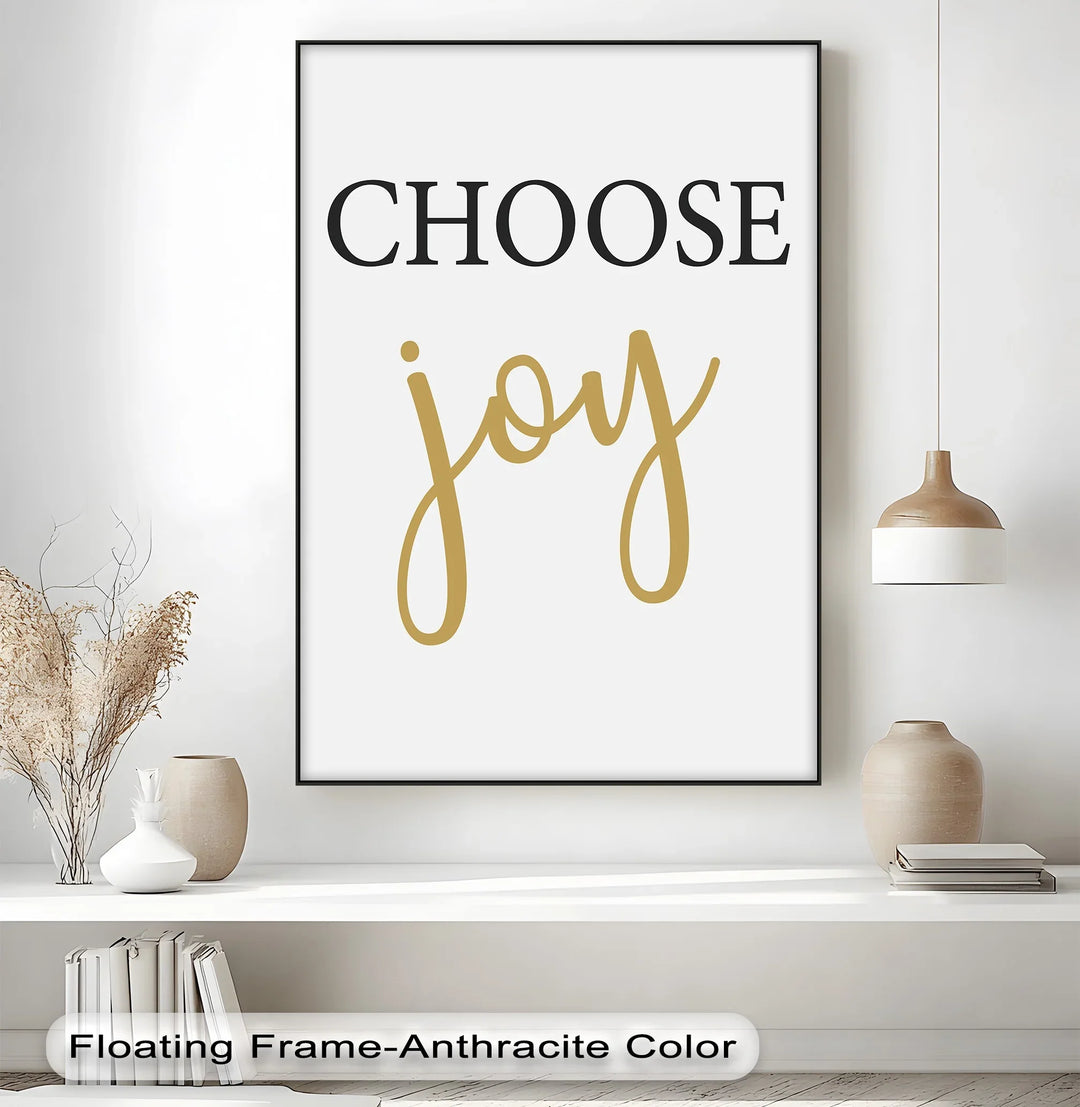 Choose Joy – Minimalist Gold and Black Christian Canvas Print - MyPhotoStation