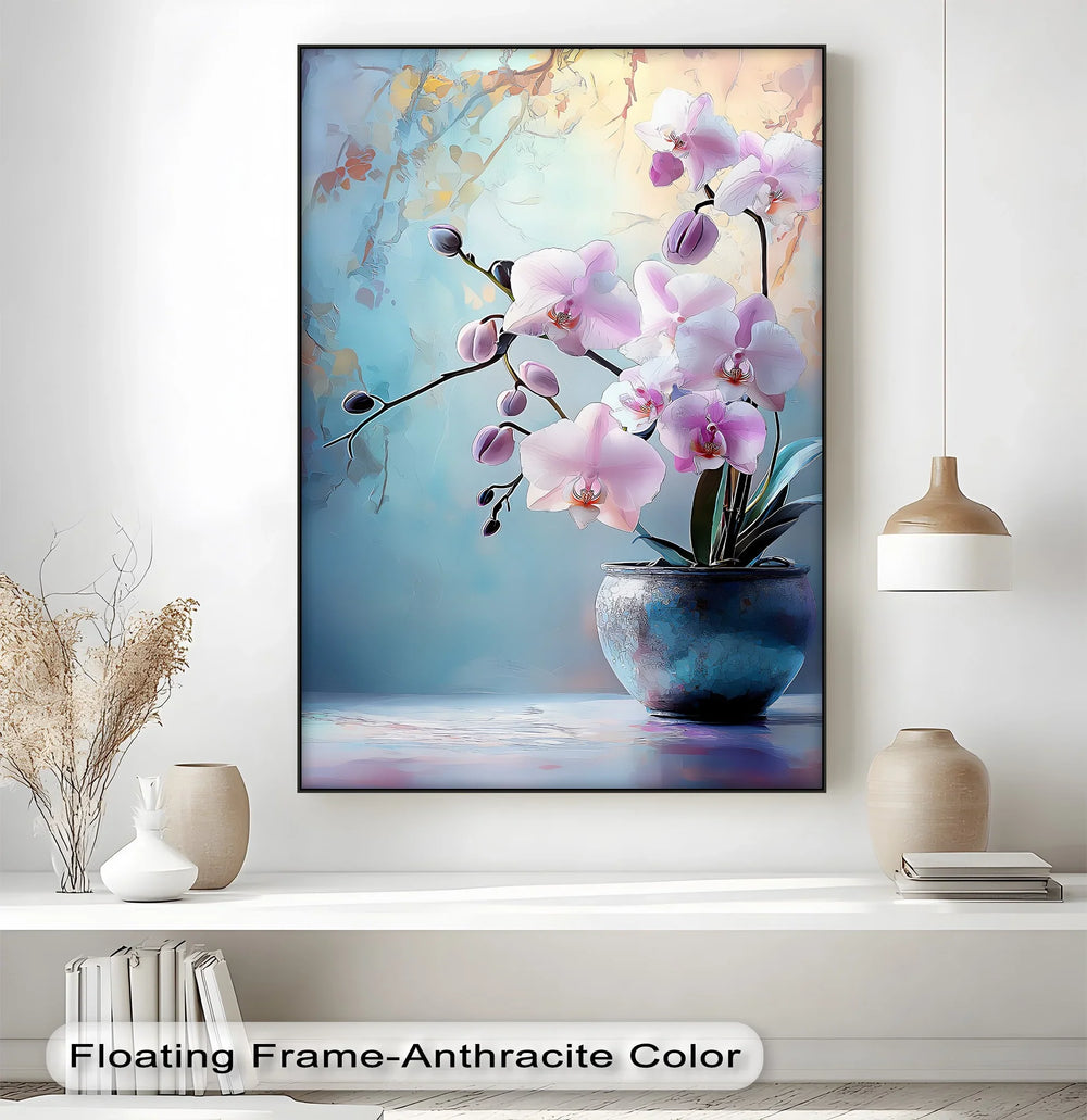 Serene Orchids – soft pink orchid canvas wall art for modern interiors.


