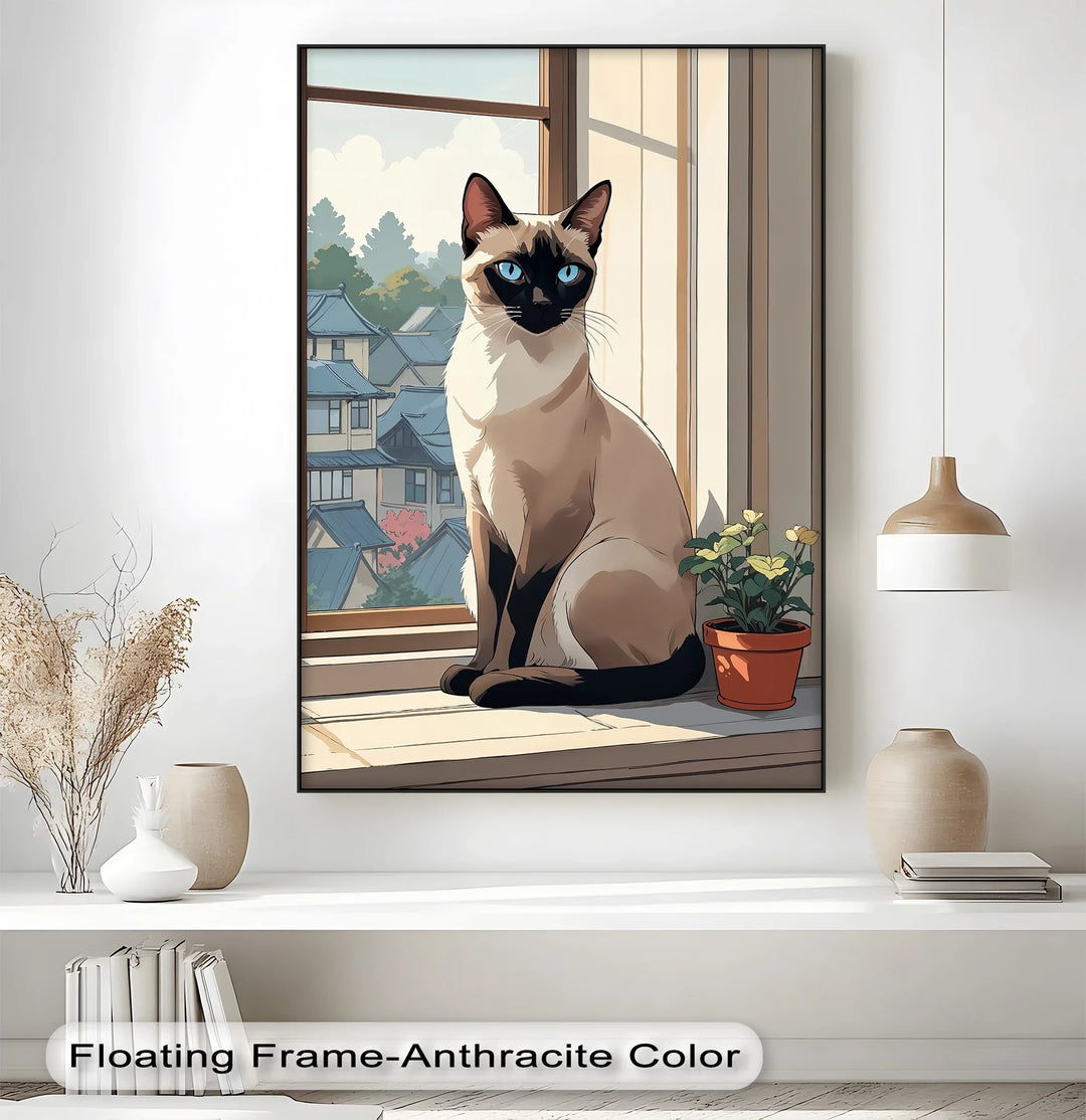 Siamese Cat in Japanese-Inspired Setting - Cat Canvas Print - MyPhotoStation