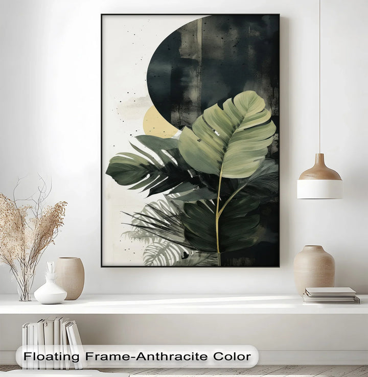 Tropical Eclipse – Modern Monstera Leaf Canvas Print - MyPhotoStation