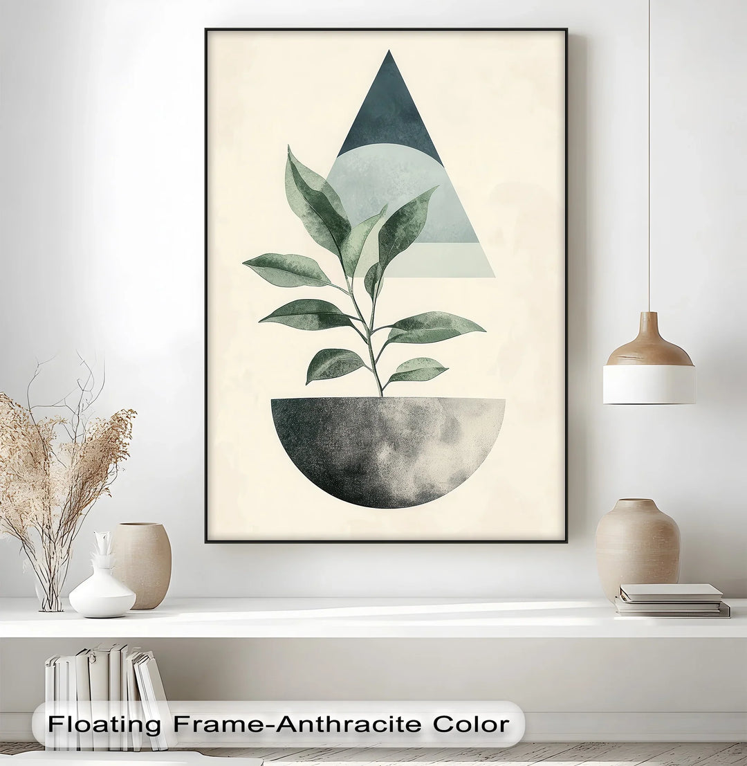Modern Harmony – Geometric Plant Abstract Canvas Print - MyPhotoStation