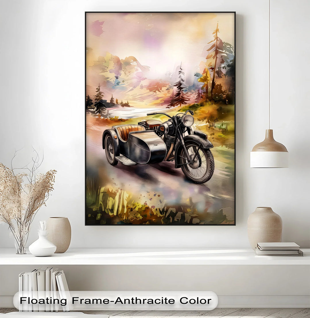 Retro Sidecar Ride Through the Pines – Car Canvas Print - MyPhotoStation