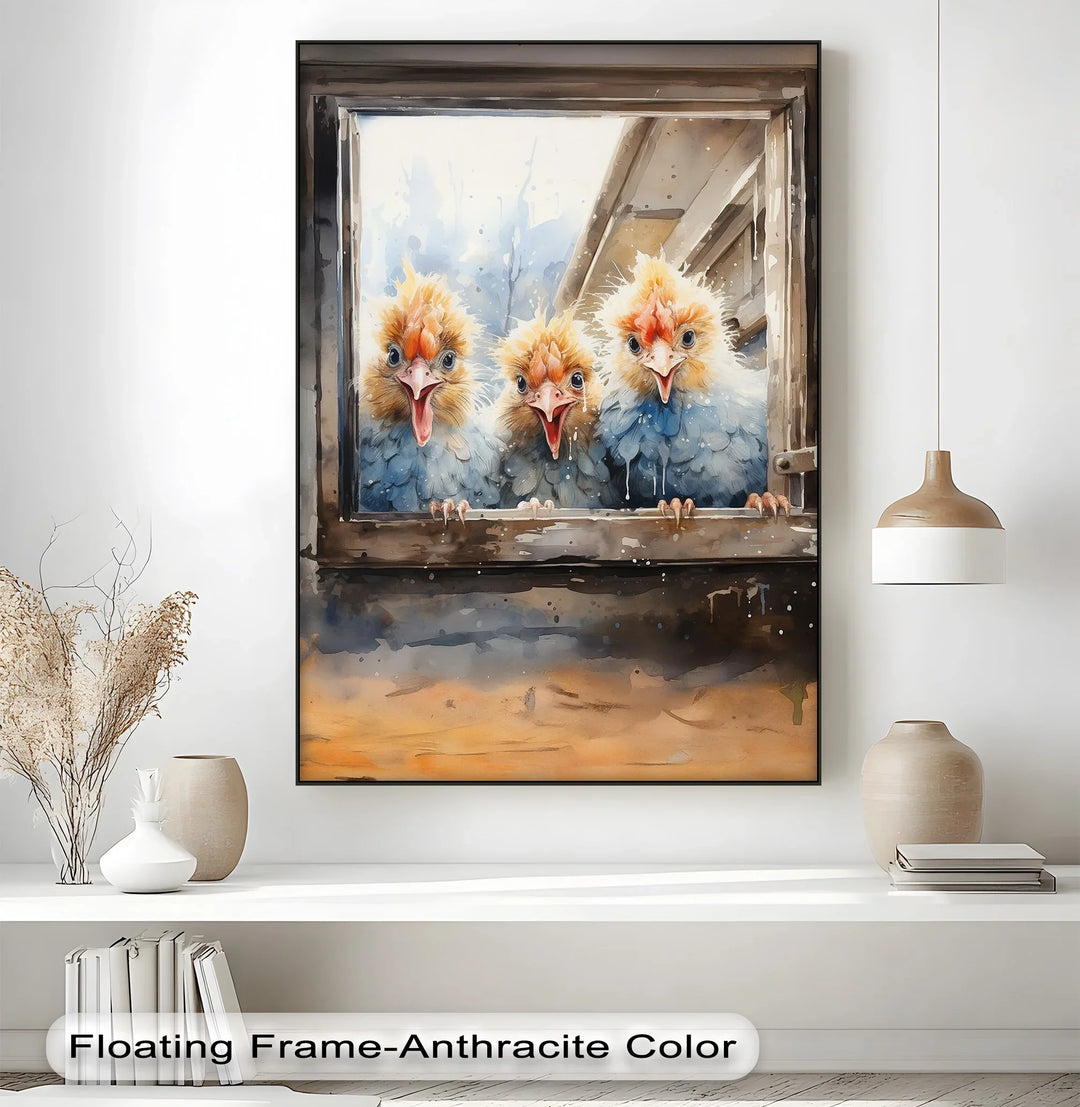 Curious Chicks at the Window – Animal Canvas Print - MyPhotoStation