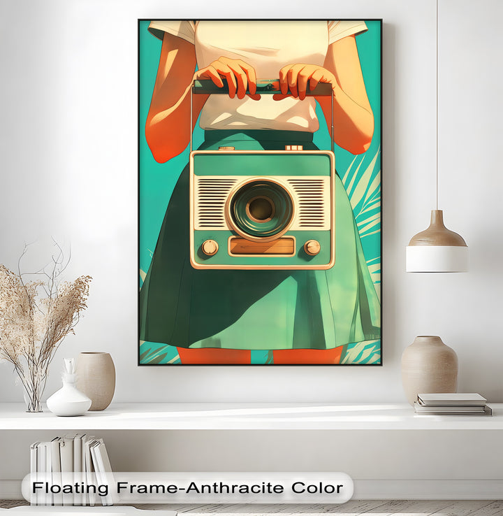 Tuned In – Retro Radio Girl Canvas Print