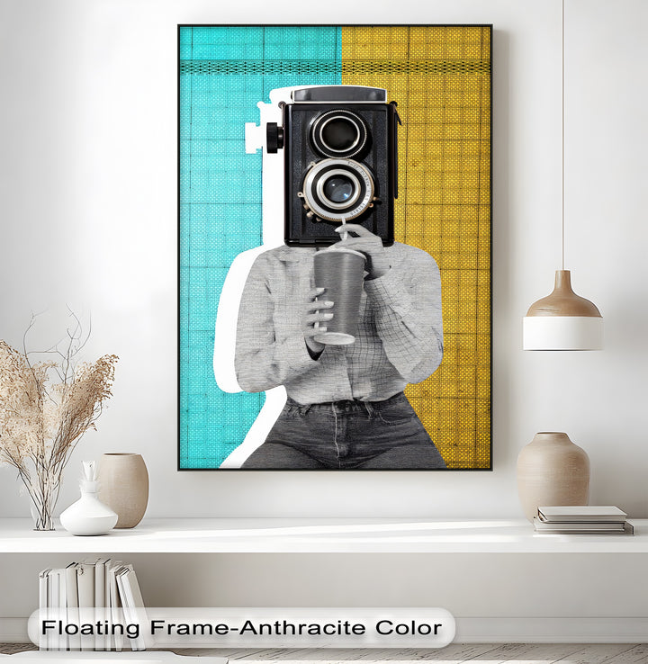 Focus Pop – Retro Camera Head Surrealist Canvas Print