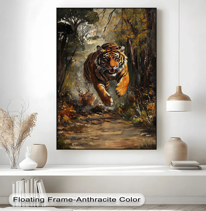 Predator's Pursuit – Wild Tiger Chase Animal Canvas Print - MyPhotoStation