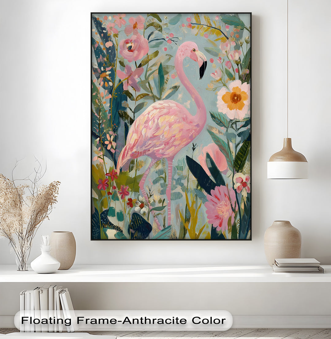Flamingo in Bloom – Pastel Pink Flamingo Canvas Print