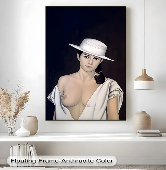 Framed timeless allure erotic canvas wall art boldly commands attention, showcasing high quality canvas prints with a modern artistic portrait.