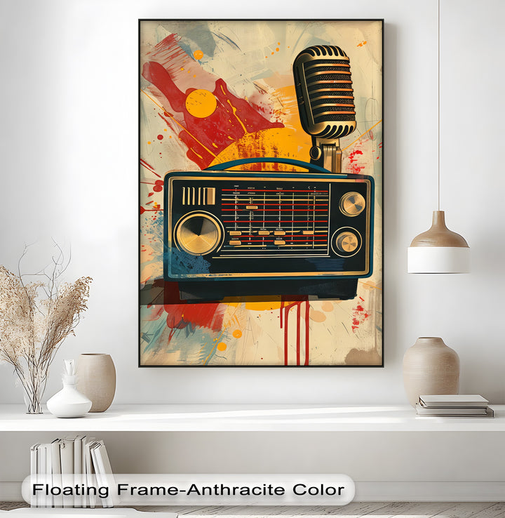 Broadcast Vibes – Vintage Radio and Microphone Canvas Print