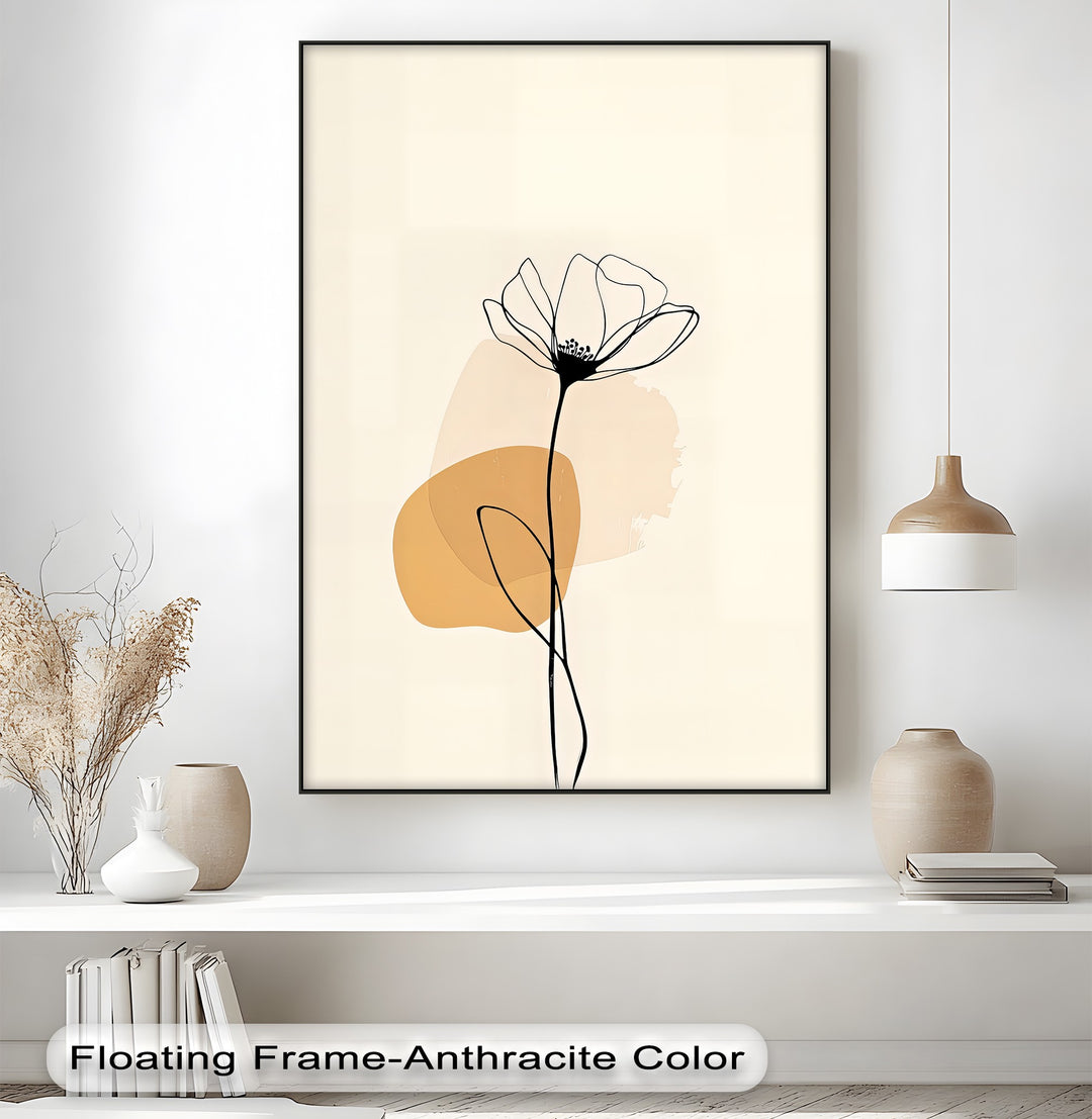 Golden Petal Outline – Minimalist Floral Canvas Wall Art | Artwork Canvas
