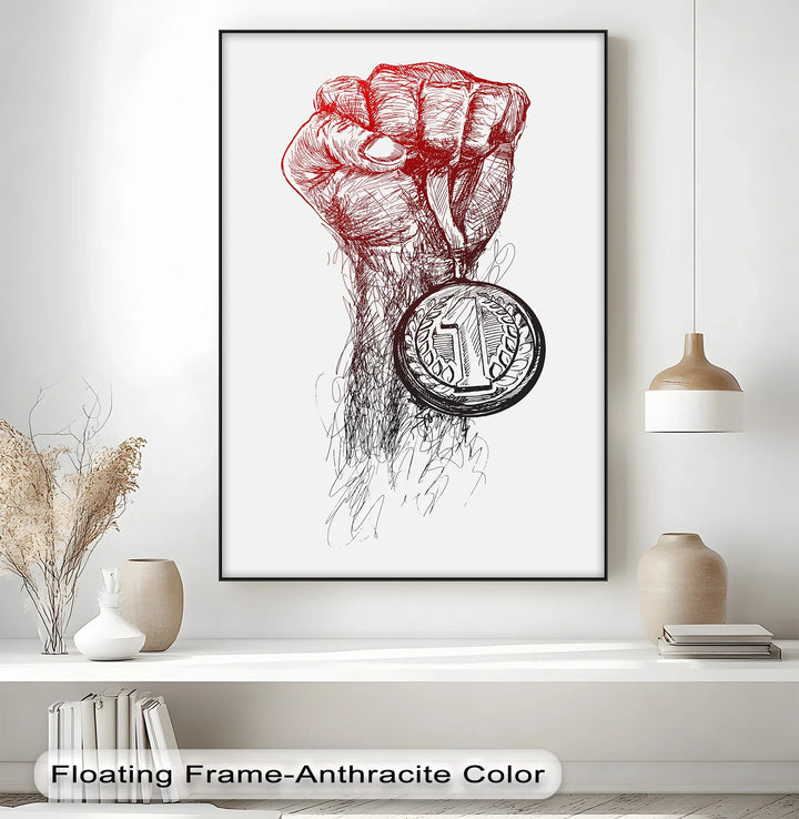 Victory Hand Sketch – Medal of Triumph Inspiraltional Canvas Print