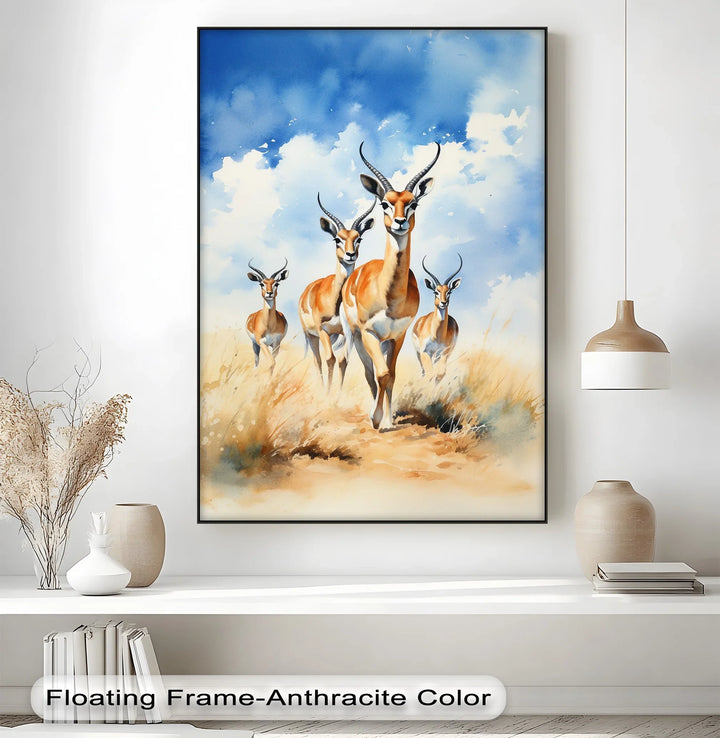 Desert Grace – Antelope Herd in Motion Animal Canvas Print - MyPhotoStation