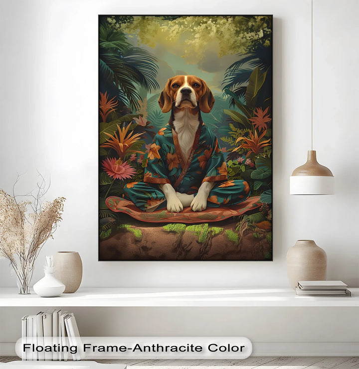 Jungle Zen Beagle – Tropical Meditation Dog Portrait Puppies Canvas Print - MyPhotoStation