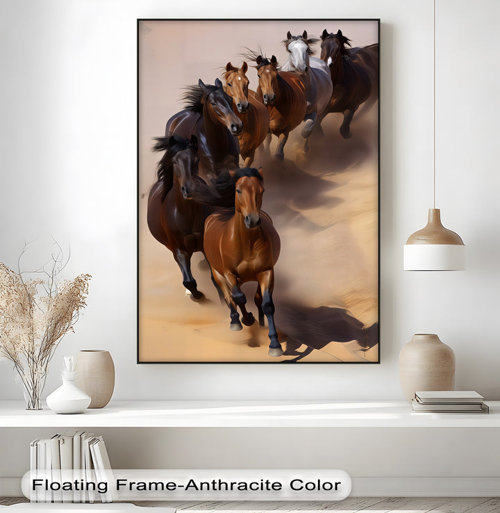 Galloping Herd of Horses on Desert Sands - Horse Canvas Print