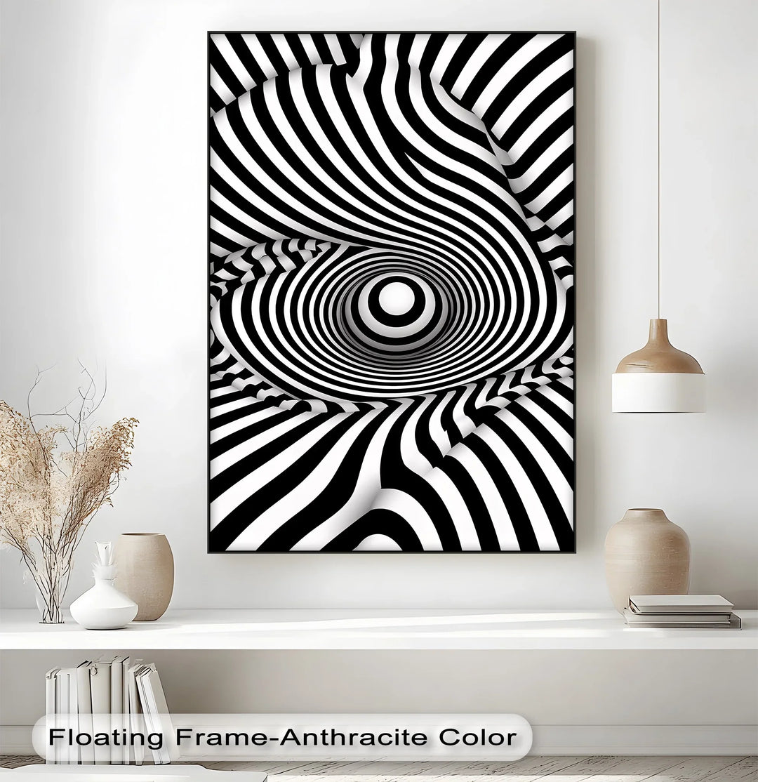 Vortex Wave Illusion – Black & White Canvas Print - MyPhotoStation