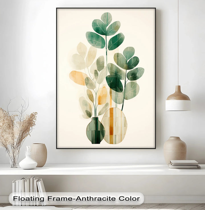 Modern Botanical Silhouettes in Glass Vases – Minimal Nature Canvas Print - MyPhotoStation
