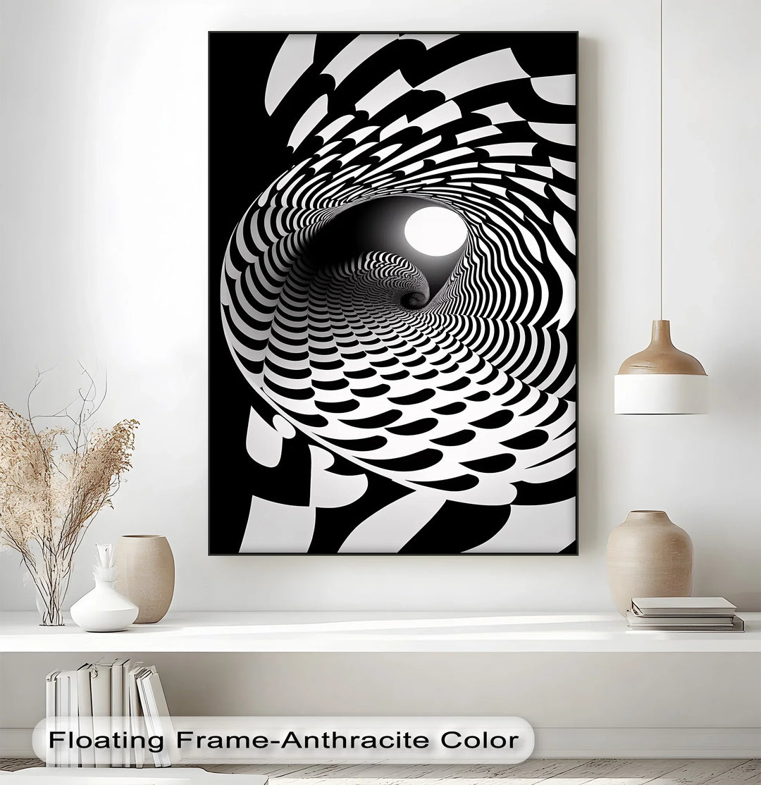 Hypnotic Spiral Tunnel – Black & White Canvas Print - MyPhotoStation