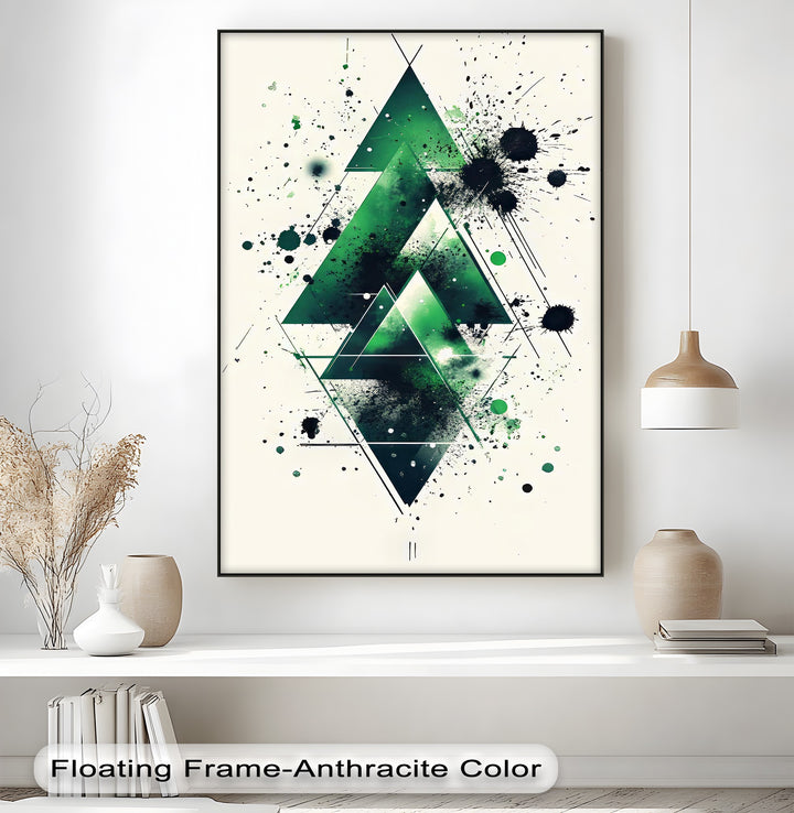 Geometric Green Explosion – Abstract Modern Canvas Print - MyPhotoStation