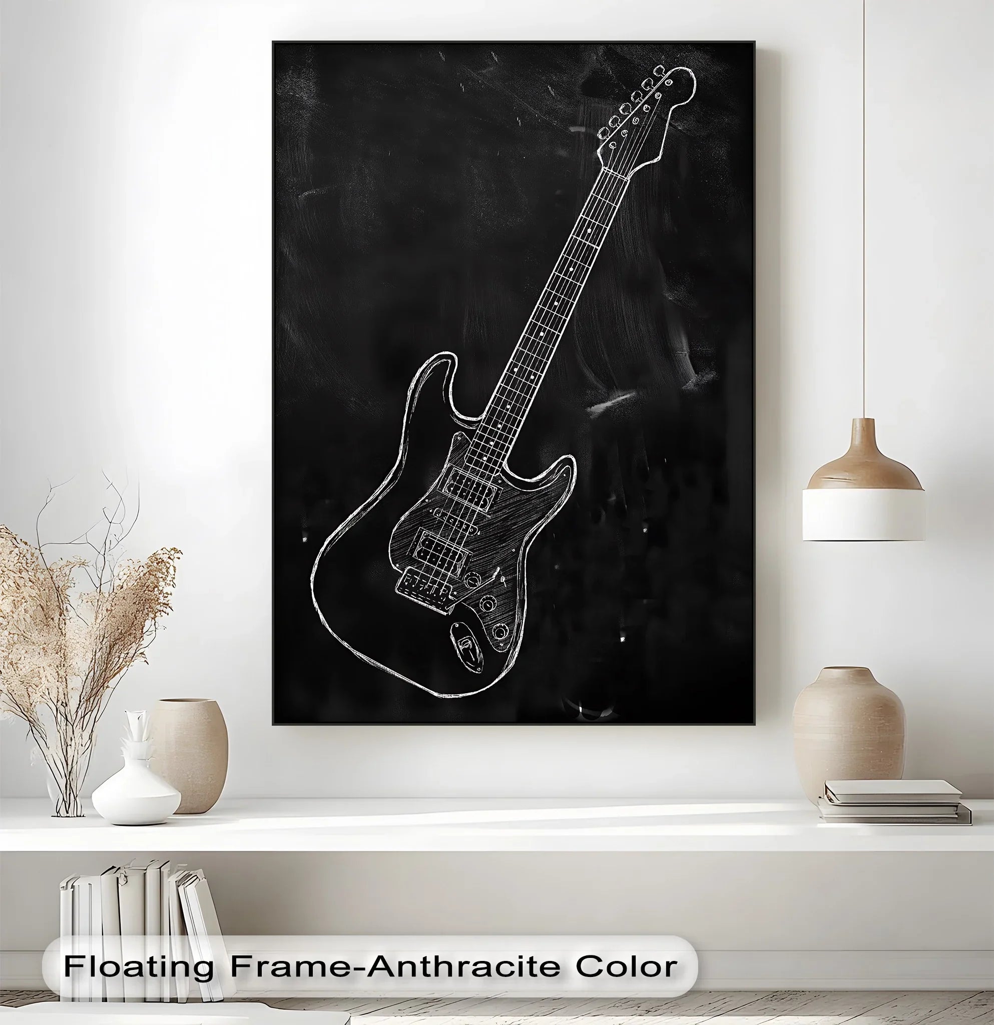 Electric Guitar Chalk Sketch – Rock-Inspired Canvas Wall Art
