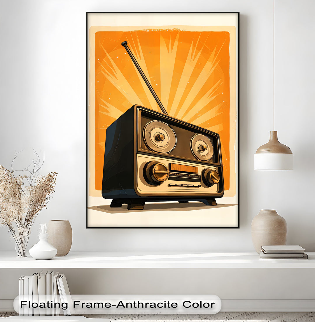 Broadcast Boom – Retro Radio Explosion Canvas Print
