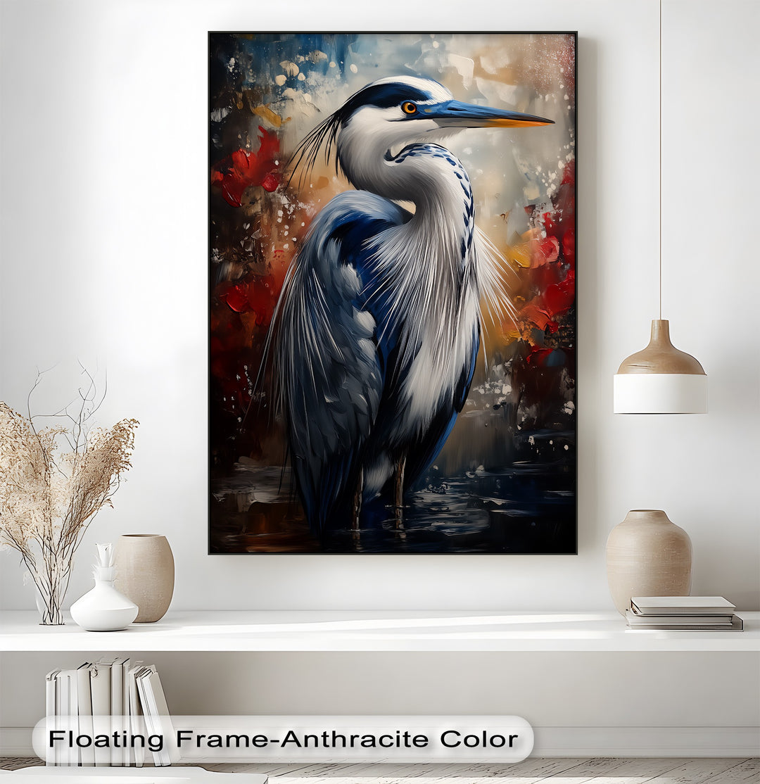 Regal Blue Heron – Majestic Bird Portrait Canvas Print