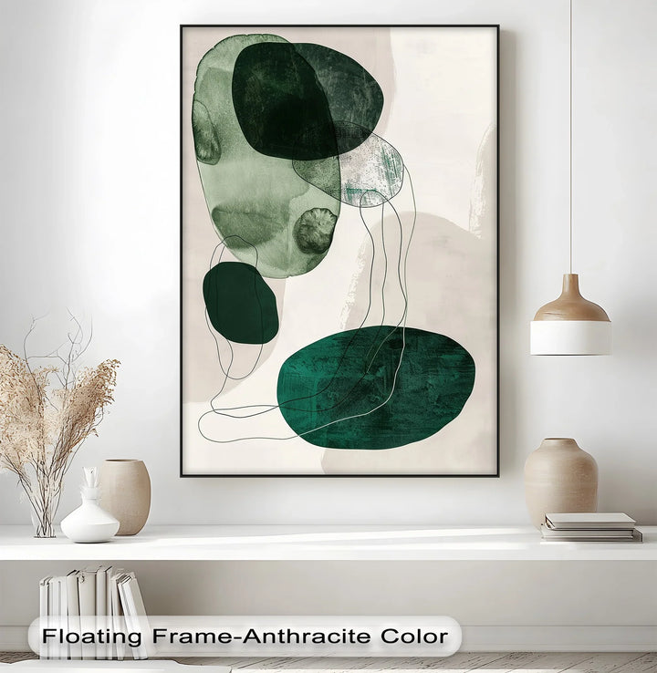 Floating Emerald Forms – Contemporary Abstract Canvas Print - MyPhotoStation
