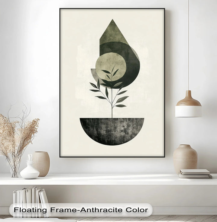 Minimalist Growth – Geometric Plant-Inspired Canvas Print - MyPhotoStation