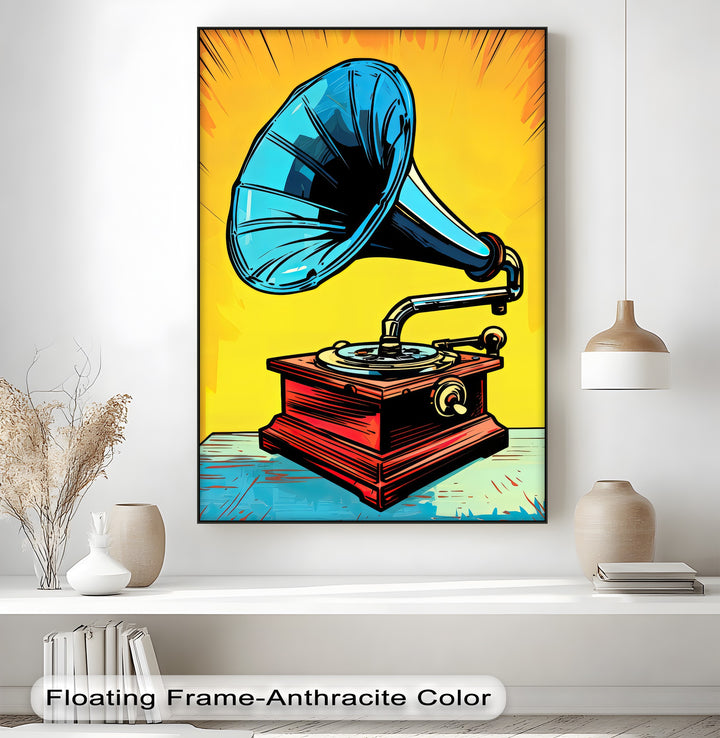 Vinyl Echo – Pop Art Gramophone Canvas Print