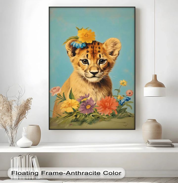 Blossom Crowned Cub – Animal Canvas Print - MyPhotoStation