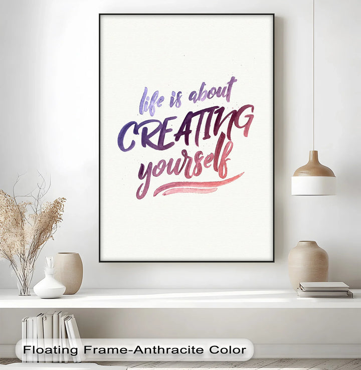 Life Is About Creating Yourself – Motivational Inspirational Canvas Print