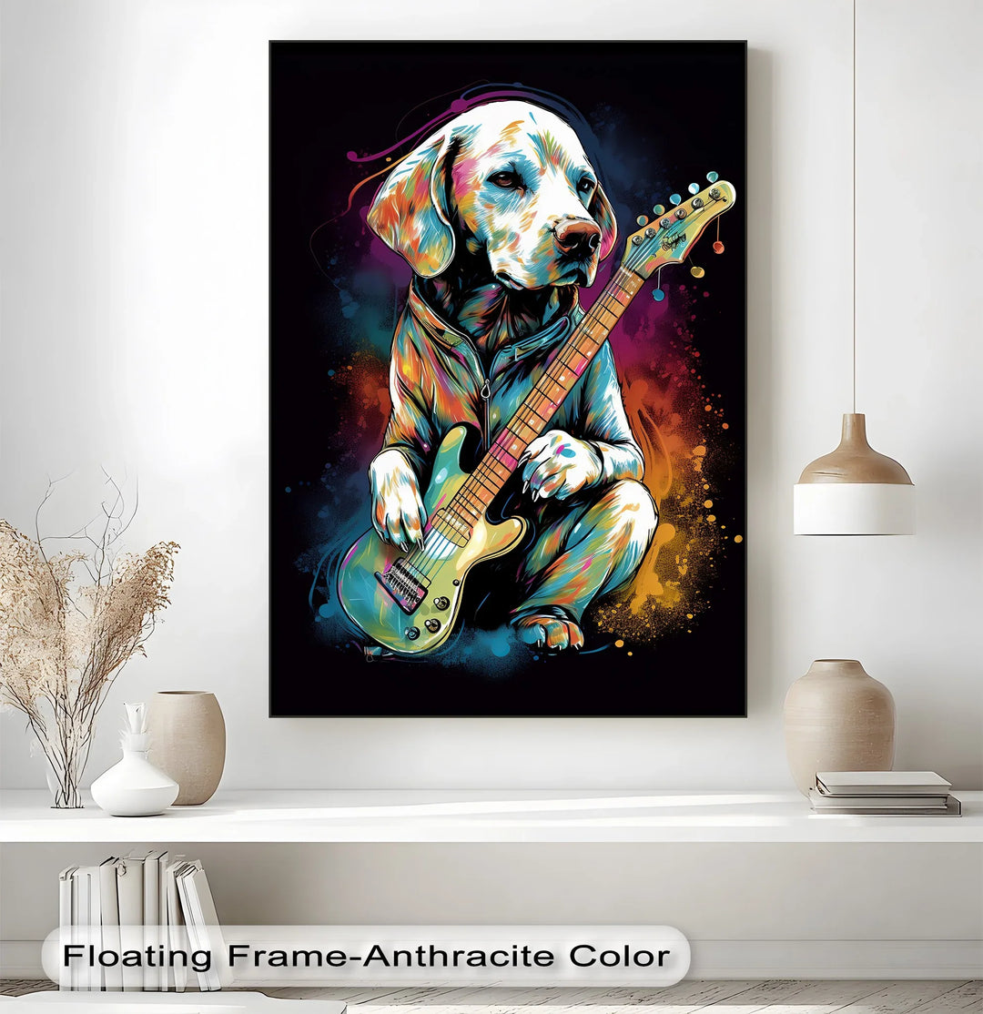 Electric Pup Vibes – Colorful Rock Music Dog Portrait Puppies Canvas Print - MyPhotoStation