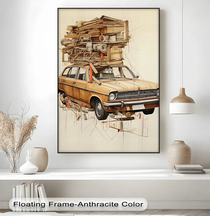 Overloaded Journey in Wood Texture – Car Canvas Print - MyPhotoStation