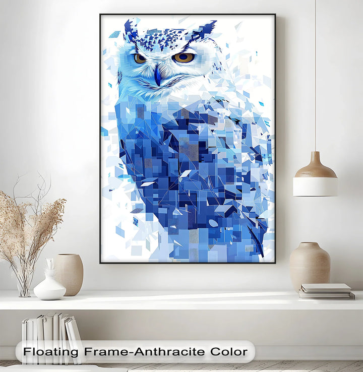 Geometric Snow Owl Portrait – Animal Blue Canvas Prints - MyPhotoStation