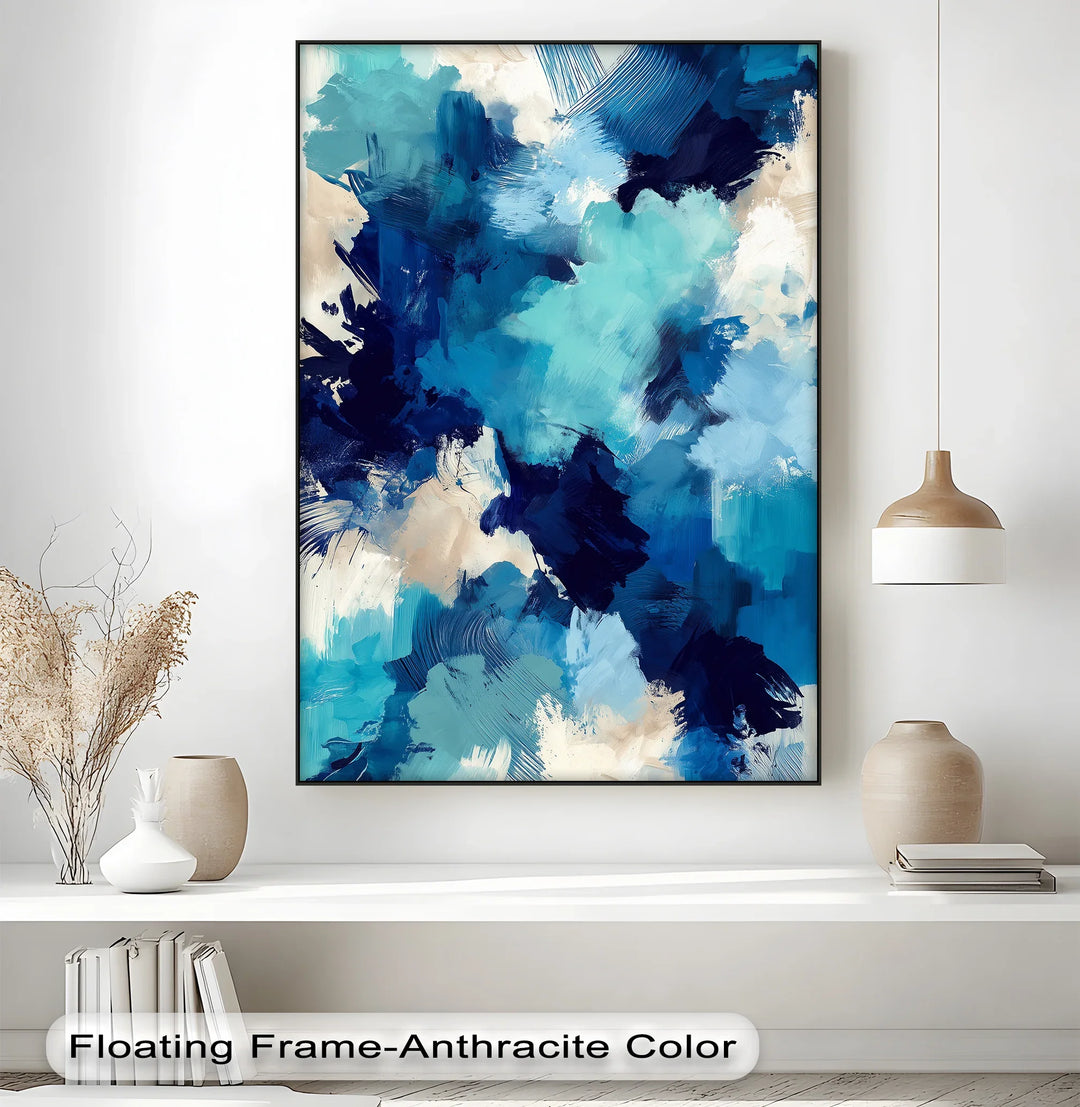 Cobalt Drift – Bold Blue Abstract Brushwork Blue Canvas Prints - MyPhotoStation