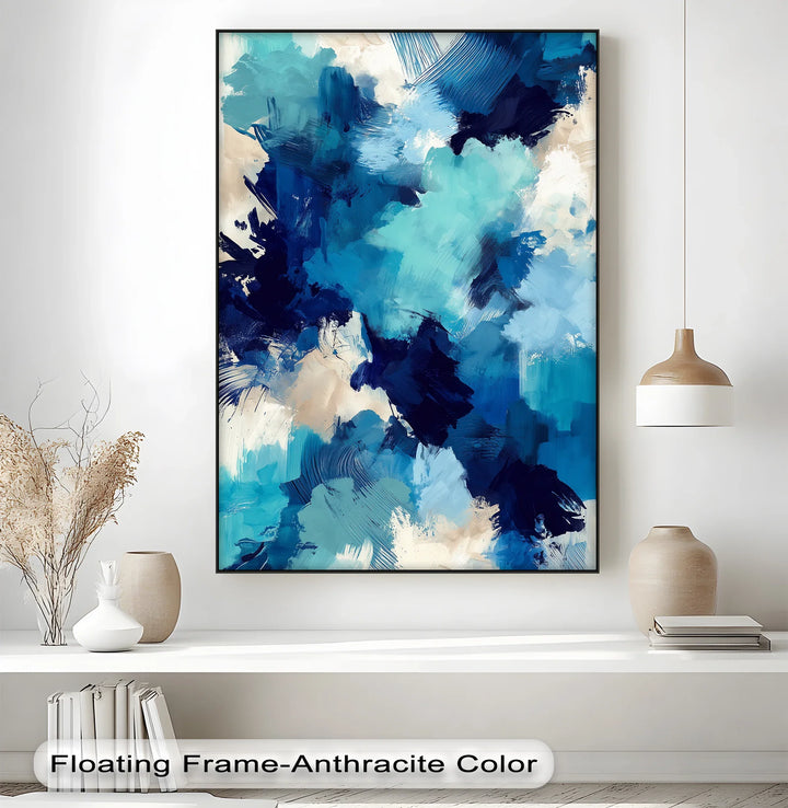Cobalt Drift – Bold Blue Abstract Brushwork Blue Canvas Prints - MyPhotoStation
