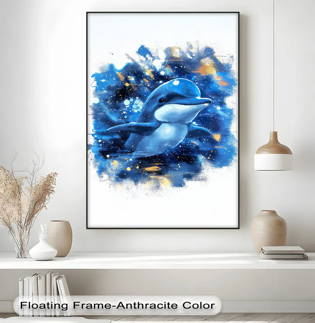 Joyful Ocean Splash – Playful Dolphin Blue Canvas Prints - MyPhotoStation