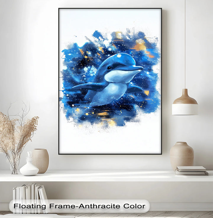Joyful Ocean Splash – Playful Dolphin Blue Canvas Prints - MyPhotoStation