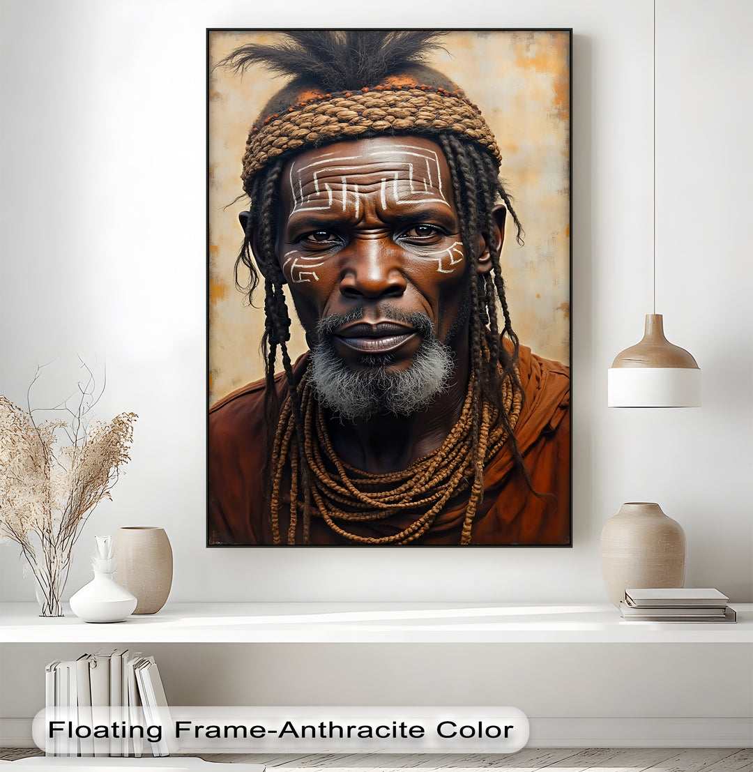 African Tribal Elder Portrait – Ethnic Wall Art Canvas Print | Framed Canvas
