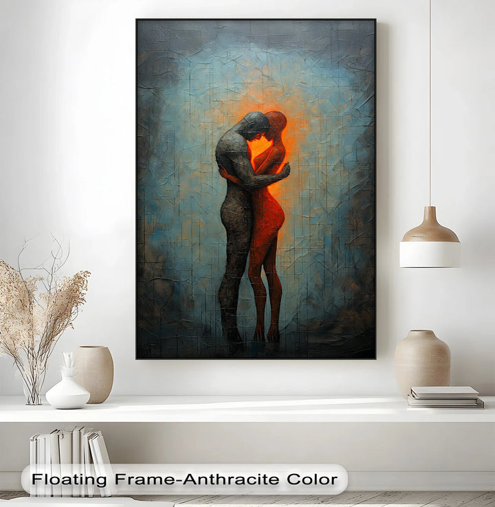 Eternal Embrace – Fiery Lovers in Abstract Passion Canvas Print - MyPhotoStation