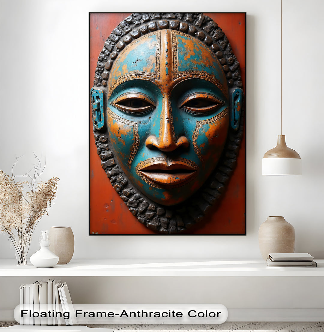 Tribal Guardian – African Mask Canvas Wall Art | Large Framed Wall Art