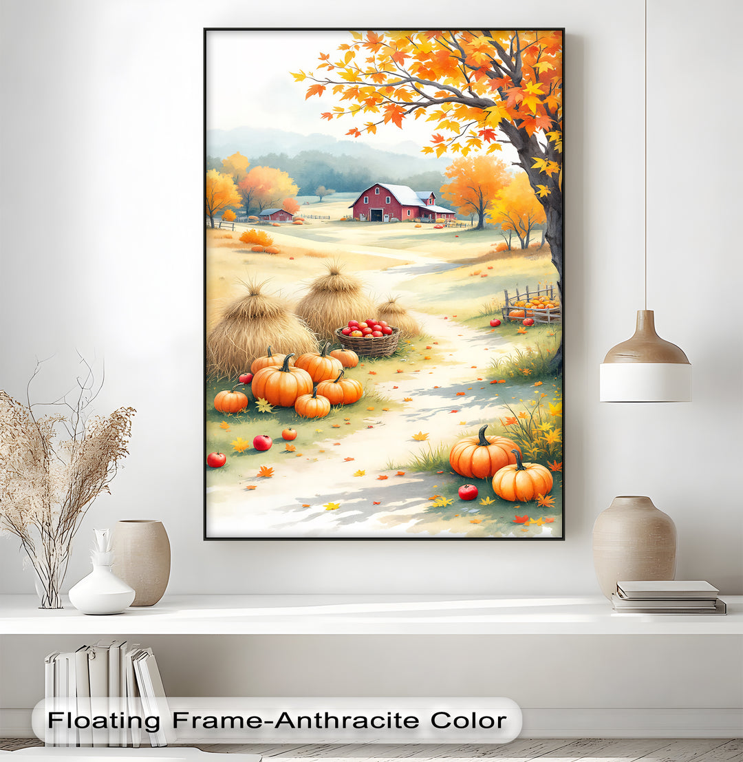 Harvest Barn – Autumn Farmhouse Pumpkin Canvas Wall Art | Canvas Artwork