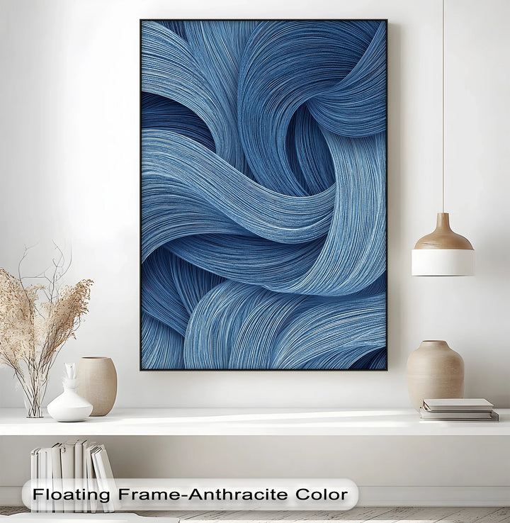 Oceanic Flow – Textured Blue Abstract Canvas Print - MyPhotoStation