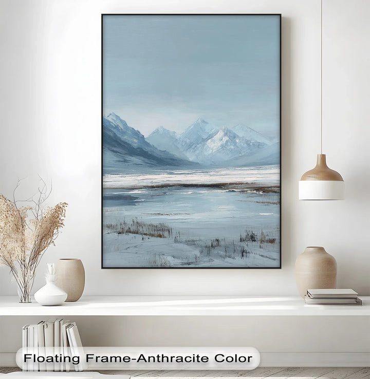 Silent Peaks – Snowy Mountain Landscape in Cool Blues Canvas Print - MyPhotoStation