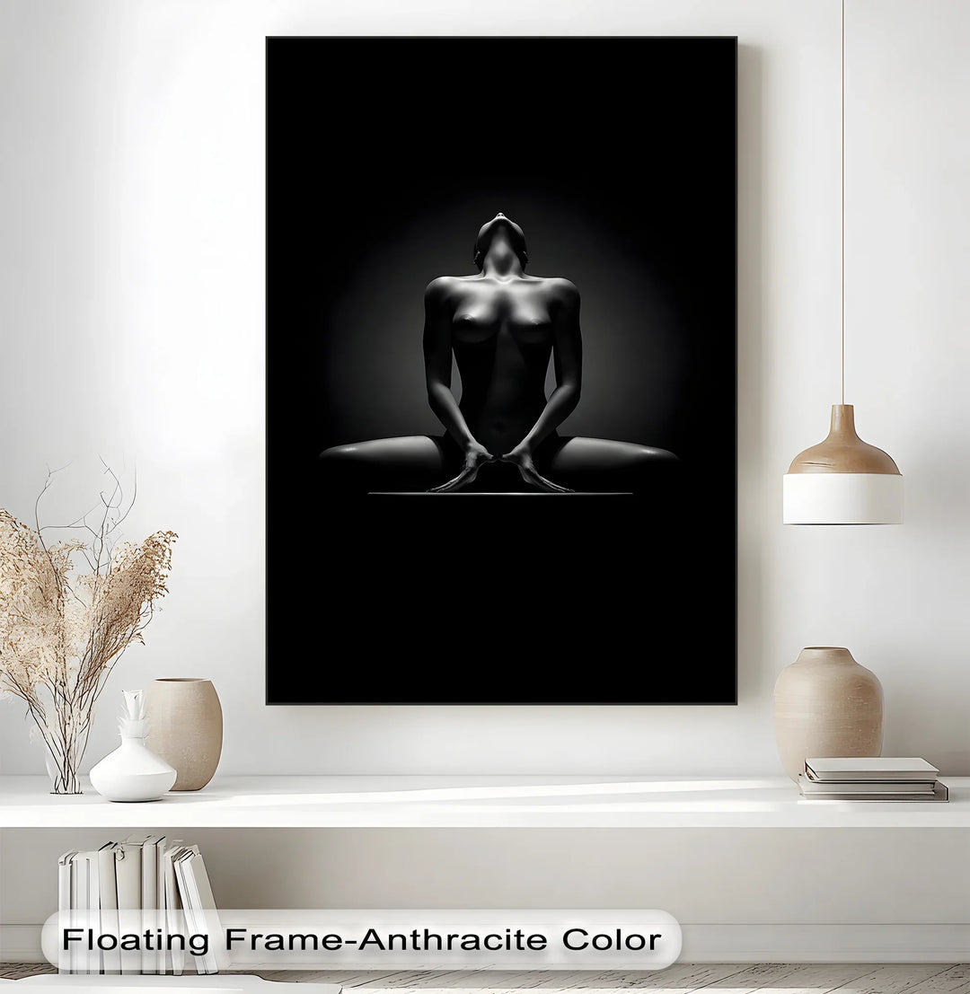 Sculpted Shadow – Black and White Female Form Canvas Print - MyPhotoStation